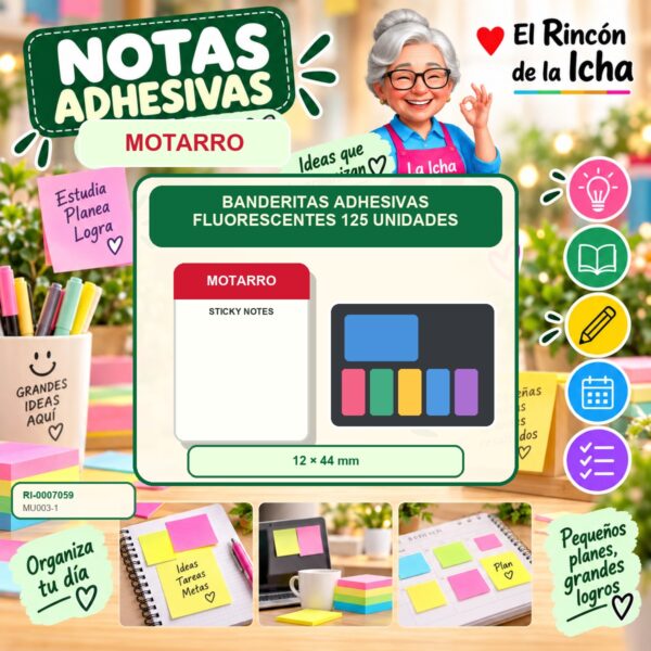 Banderitas Adhesivas Motarro Fluorescentes 125 Unidades