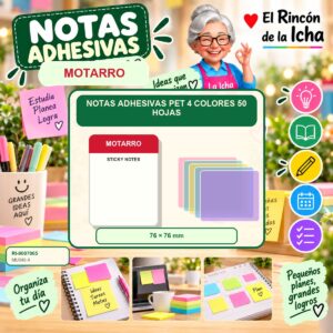 Notas Adhesivas PET Motarro 4 Colores 50 Hojas