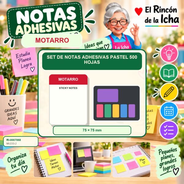 RI-0007068 Set de Notas Adhesivas Motarro Pastel 500 Hojas