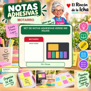 Set de Notas Adhesivas Motarro Verde 500 Hojas