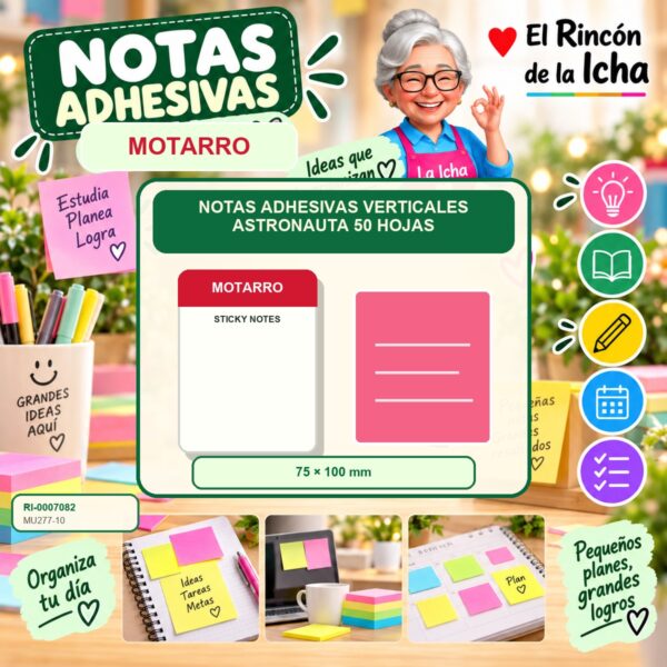 RI-0007082 Notas Adhesivas Verticales Motarro Astronauta 50 Hojas