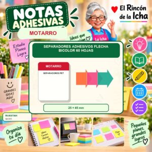 RI-0007094 Separadores Adhesivos Flecha Motarro Bicolor 60 Hojas