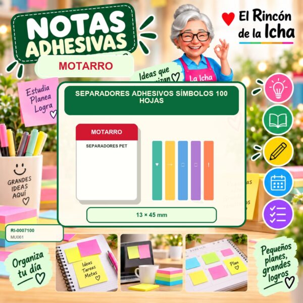 RI-0007100 Separadores Adhesivos Motarro Símbolos 100 Hojas