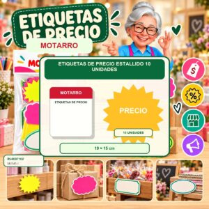 RI-0007102 Etiquetas de Precio Motarro Estallido 10 Unidades
