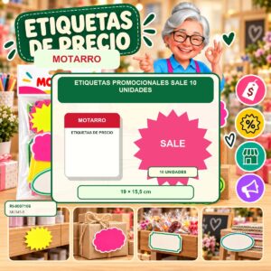 RI-0007106 Etiquetas Promocionales Motarro SALE 10 Unidades