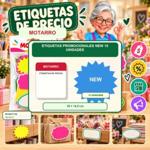 RI-0007109 Etiquetas Promocionales Motarro NEW 10 Unidades