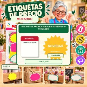 RI-0007110 Etiquetas Promocionales Motarro NOVEDAD 10 Unidades