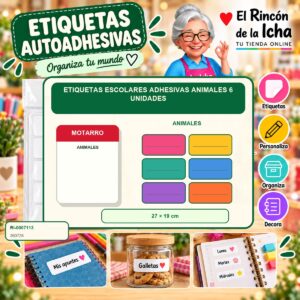 RI-0007113 Etiquetas Escolares Adhesivas Motarro Animales 6 Unidades
