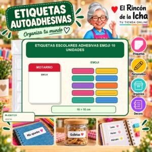 RI-0007121 Etiquetas Escolares Adhesivas Motarro Emoji 10 Unidades
