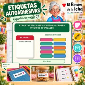 RI-0007125 Etiquetas Escolares Adhesivas Motarro Colores Intensos 10 Unidades