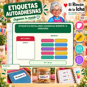 RI-0007126 Etiquetas Escolares Adhesivas Motarro Birrete 10 Unidades