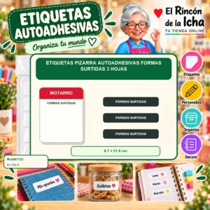 RI-0007132 Etiquetas Pizarra Autoadhesivas Motarro Formas Surtidas 3 Hojas