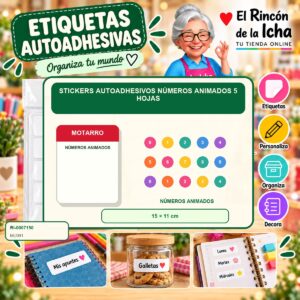 RI-0007150 Stickers Autoadhesivos Motarro Números Animados 5 Hojas