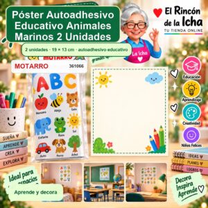 Póster Autoadhesivo Educativo Motarro Animales Marinos 2 Unidades