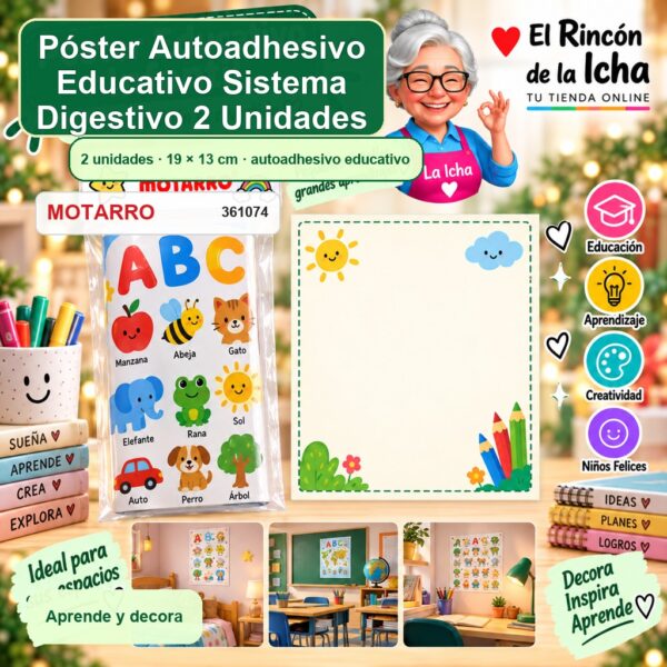 RI-0007168 Póster Autoadhesivo Educativo Motarro Sistema Digestivo 2 Unidades