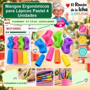 RI-0007175 Mangos Ergonómicos para Lápices Motarro Pastel 4 Unidades