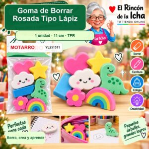 RI-0007184 Goma de Borrar Motarro Rosada Tipo Lápiz