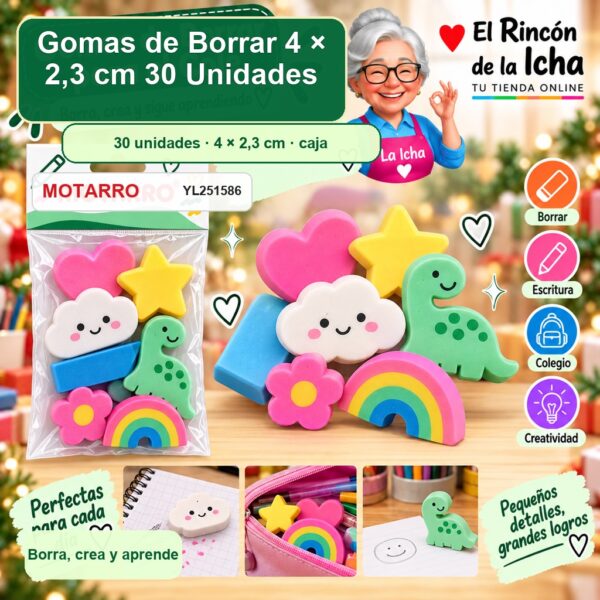 RI-0007206 Gomas de Borrar Motarro 4 × 2,3 cm 30 Unidades