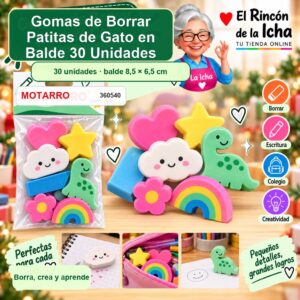 Gomas de Borrar Motarro Patitas de Gato en Balde 30 Unidades