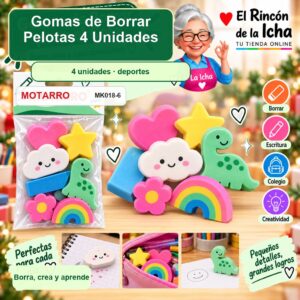 Gomas de Borrar Motarro Pelotas 4 Unidades