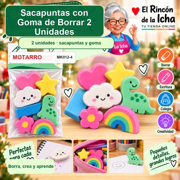 Sacapuntas con Goma de Borrar Motarro 2 Unidades