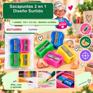 Sacapuntas Motarro 2 en 1 Diseño Surtido