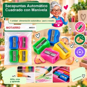 Sacapuntas Automático Motarro Cuadrado con Manivela
