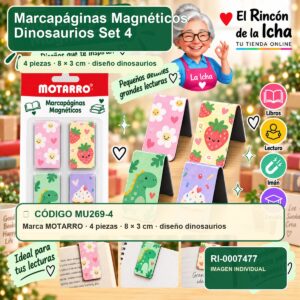 RI-0007477 Marcapáginas Magnéticos Motarro Dinosaurios Set 4