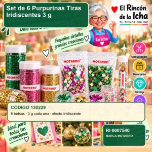 Set de 6 Purpurinas Motarro Tiras Iridiscentes 3 g