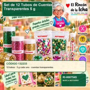 Set de 12 Tubos de Cuentas Motarro Transparentes 5 g