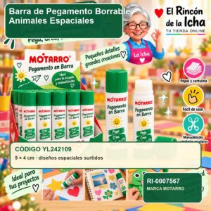 RI-0007567 Barra de Pegamento Borrable Motarro Animales Espaciales