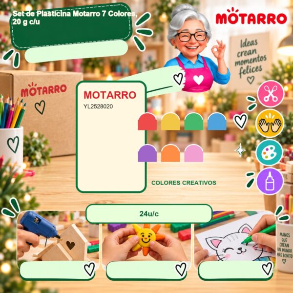 RI-0007579 Set de Plasticina Motarro 7 Colores, 20 g c/u