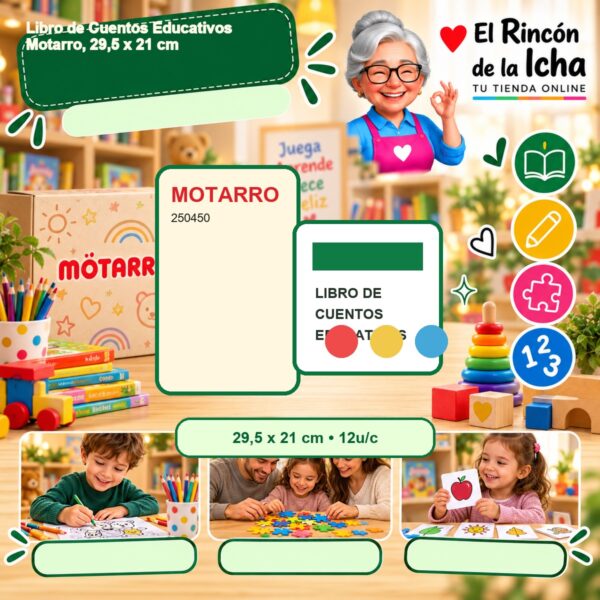 RI-0007630 Libro de Cuentos Educativos Motarro, 29,5 x 21 cm