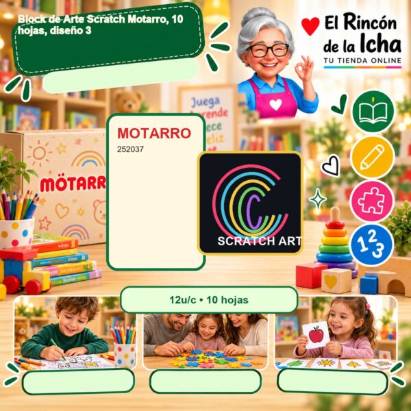 RI-0007660 Block de Arte Scratch Motarro, 10 hojas, diseño 3