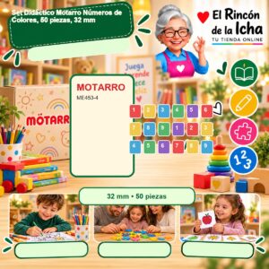 RI-0007682 Set Didáctico Motarro Números de Colores, 50 piezas, 32 mm