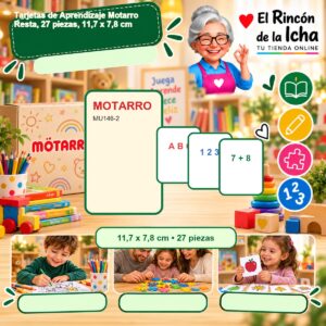 RI-0007693 Tarjetas de Aprendizaje Motarro Resta, 27 piezas, 11,7 x 7,8 cm