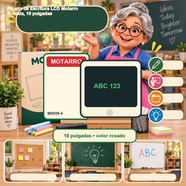 RI-0007715 Pizarra de Escritura LCD Motarro Rosada, 10 pulgadas