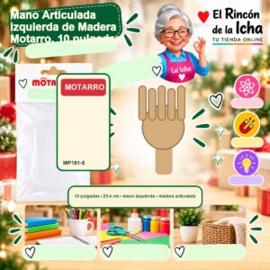RI-0007814 Mano Articulada Izquierda de Madera Motarro, 10 pulgadas