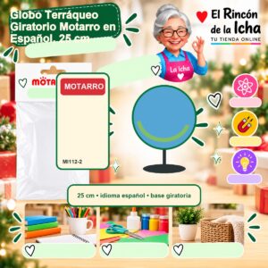 Globo Terráqueo Giratorio Motarro en Español, 25 cm