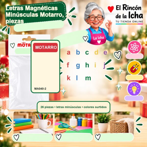 RI-0007830 Letras Magnéticas Minúsculas Motarro, 26 piezas