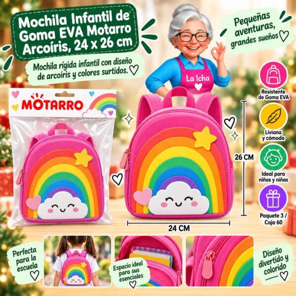 Mochila Infantil de Goma EVA Motarro Arcoíris, 24 x 26 cm