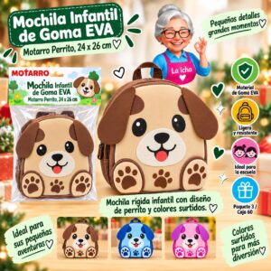 RI-0007840 Mochila Infantil de Goma EVA Motarro Perrito, 24 x 26 cm