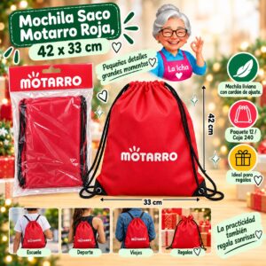 RI-0007847 Mochila Saco Motarro Roja, 42 x 33 cm