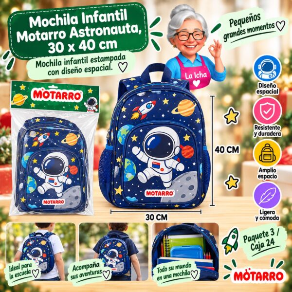 Mochila Infantil Motarro Astronauta, 30 x 40 cm