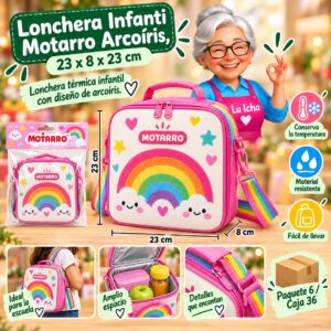 RI-0007854 Lonchera Infantil Motarro Arcoíris, 23 x 8 x 23 cm