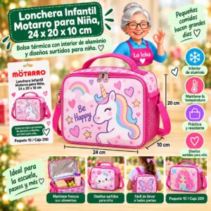 RI-0007857 Lonchera Infantil Motarro para Niña, 24 x 20 x 10 cm