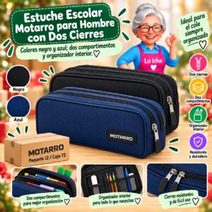 RI-0007871 Estuche Escolar Motarro para Hombre con Dos Cierres