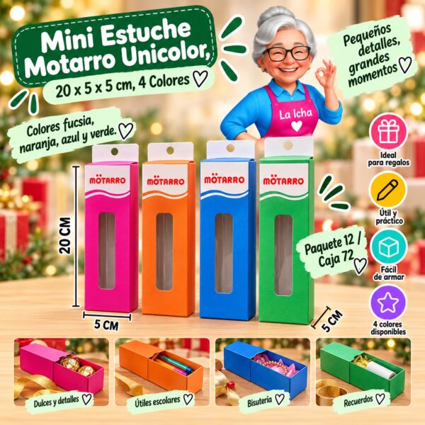 Mini Estuche Motarro Unicolor, 20 x 5 x 5 cm, 4 Colores