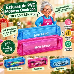 RI-0007874 Estuche de PVC Motarro Cuadrado, 20 x 4,5 x 5,5 cm