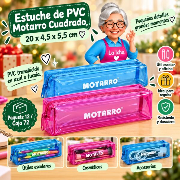 Estuche de PVC Motarro Cuadrado, 20 x 4,5 x 5,5 cm